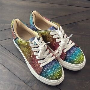 Rainbow Betsey Johnson Rhinestone Sneakers